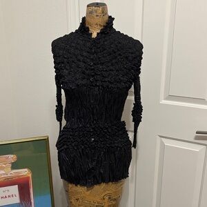 Pretty Angel black popcorn shirt NEW LARGE boho steampunk goth grunge blouse Y2K